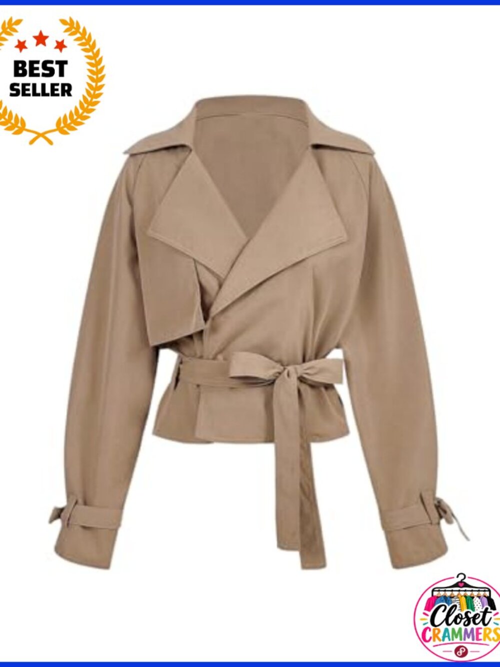 Wrap Tie Belted Trench Coat Lapel Collar Long Sleeve Fall Outerwear